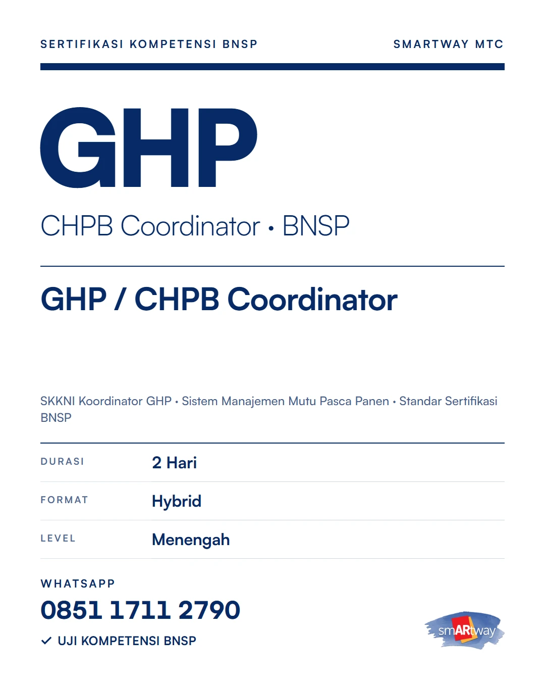 Sertifikasi BNSP GHP / CHPB Coordinator