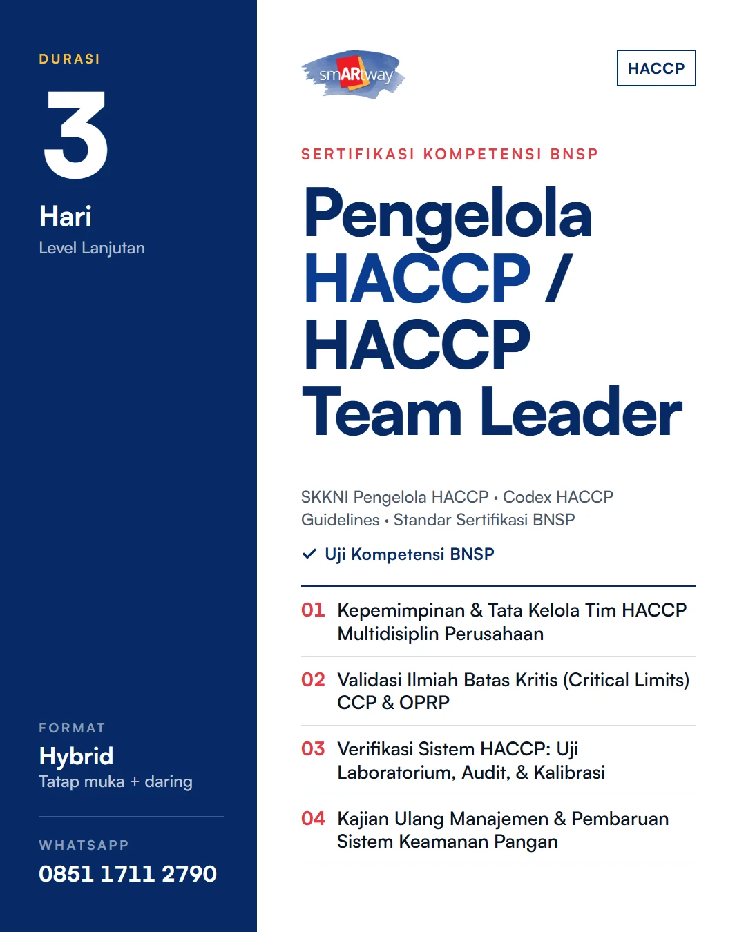 Sertifikasi BNSP Pengelola HACCP / HACCP Team Leader